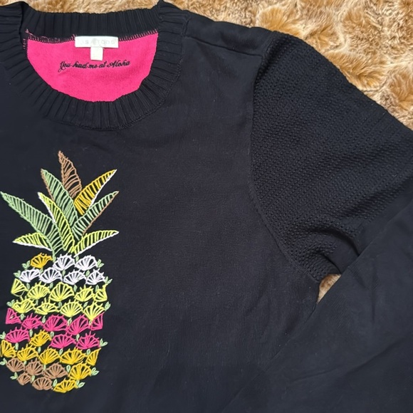 Lisa Todd Black Sweater with Colorful Pineapple Design size 1X - Picture 7 of 11